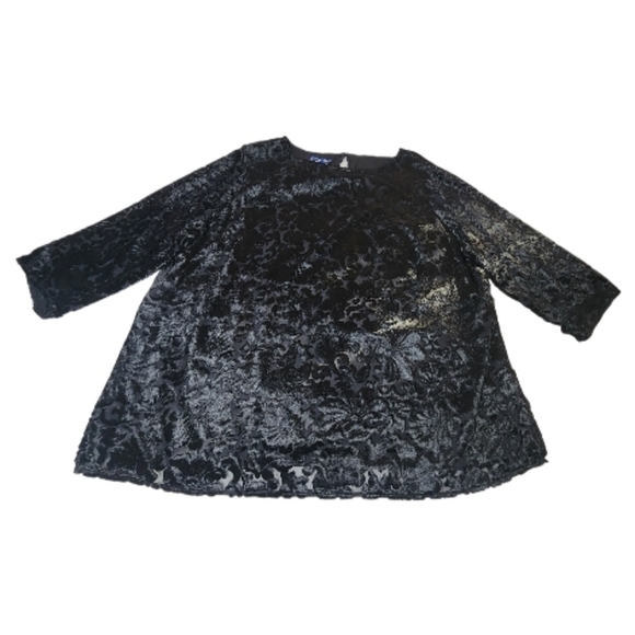 RSVP by Talbots Women’s Black Velvet Burnout Top - Picture 5 of 9
